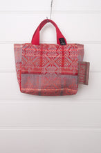 Load image into Gallery viewer, Letol mini tote bag in organic cotton made in France reversible, burnt orange floral with co-ordinating geometric print.