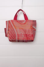 Load image into Gallery viewer, Letol mini tote bag in organic cotton made in France reversible, burnt orange floral with co-ordinating geometric print.