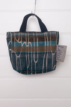 Load image into Gallery viewer, Letol mini tote bag in organic cotton made in France reversible, Charlie deep teal green and brown with co-ordinating print.