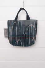 Load image into Gallery viewer, Letol mini tote bag in organic cotton made in France reversible, Charlie deep teal green and brown with co-ordinating print.