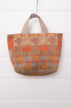 Load image into Gallery viewer, Letol mini tote bag in organic cotton made in France reversible, Ziggy pumpkin orange with co-ordinating print.