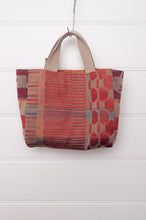 Load image into Gallery viewer, Letol mini tote bag in organic cotton made in France reversible, Ziggy pumpkin orange with co-ordinating print.