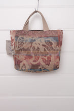 Load image into Gallery viewer, Letol mini tote bag in organic cotton made in France reversible, floral antique rose brown with co-ordinating Flavie print.