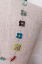 Load image into Gallery viewer, Sophie Digard classic cotton velvet four petal flower necklace in cheerful bright pastels.