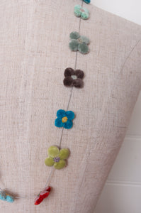 Sophie Digard classic cotton velvet four petal flower necklace in cheerful bright pastels.