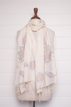 Load image into Gallery viewer, Hand embroidered hand loom cotton scarf.