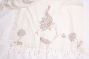 Hand embroidered hand loom cotton scarf.