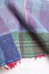 Vintage lohori stitch kantha quilt on multicoloured base.