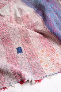 Vintage lohori stitch kantha quilt on multicoloured base.