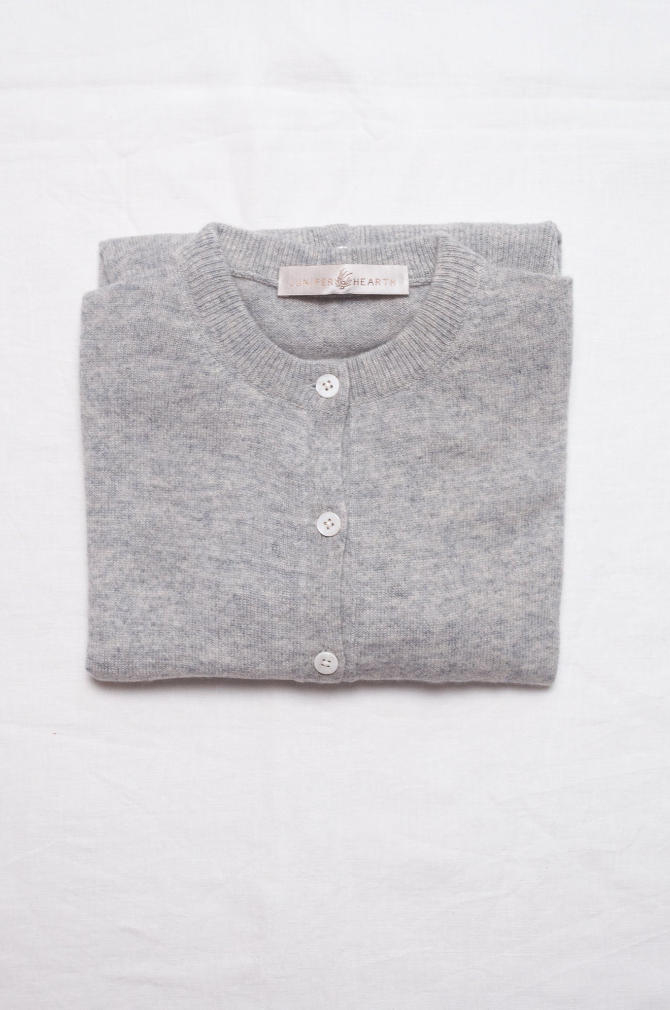 Classic slimline cashmere cardigan in ash grey.