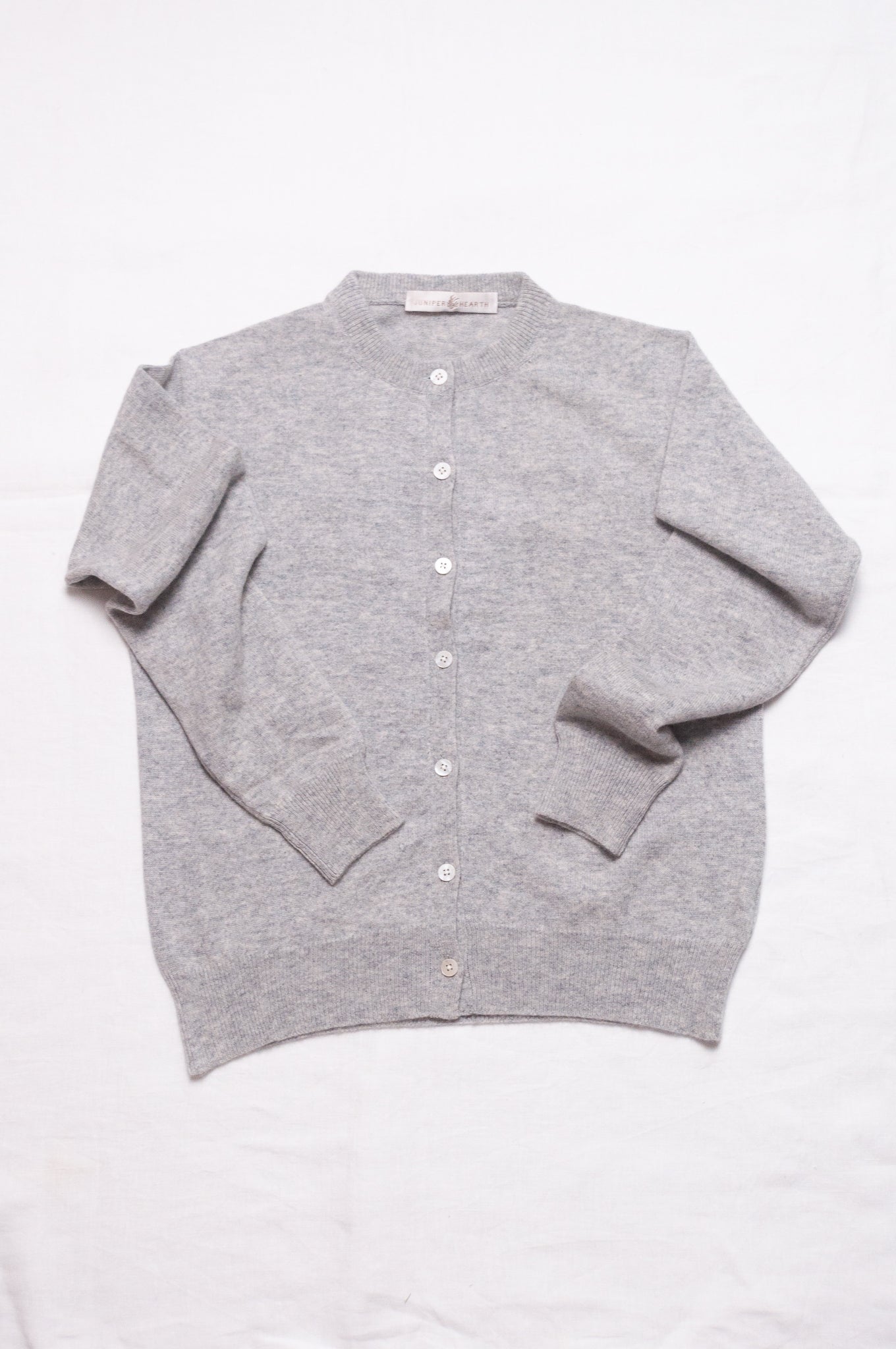 Classic slimline cashmere cardigan in ash grey.