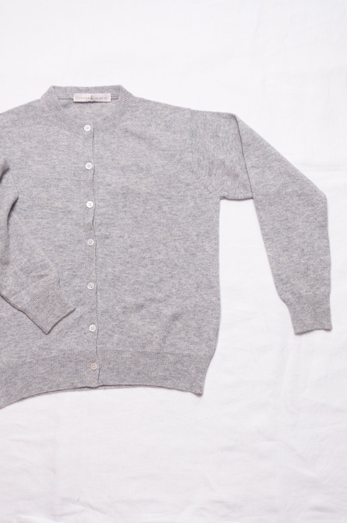 Classic slimline cashmere cardigan in ash grey.