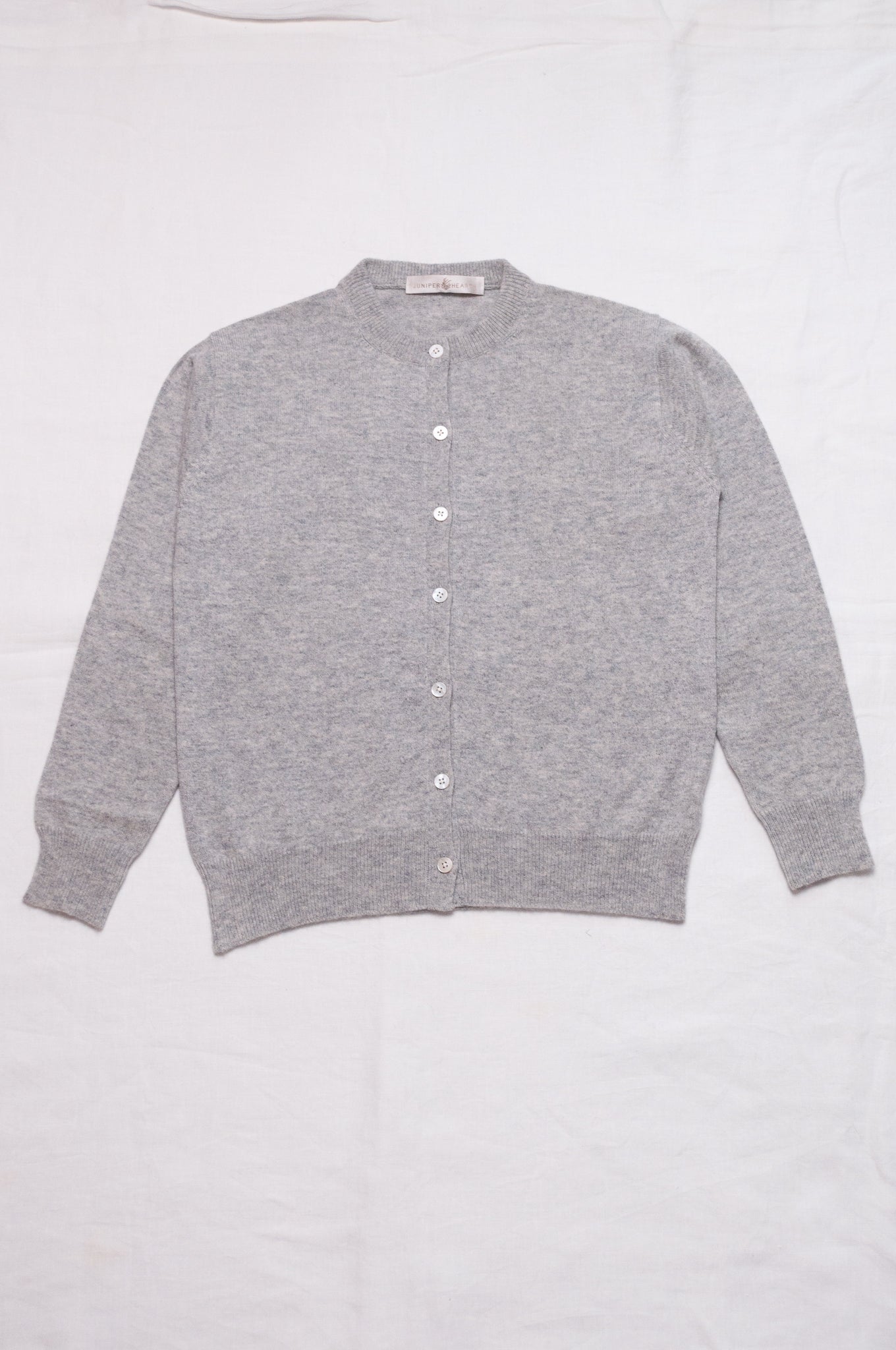 Classic slimline cashmere cardigan in ash grey.