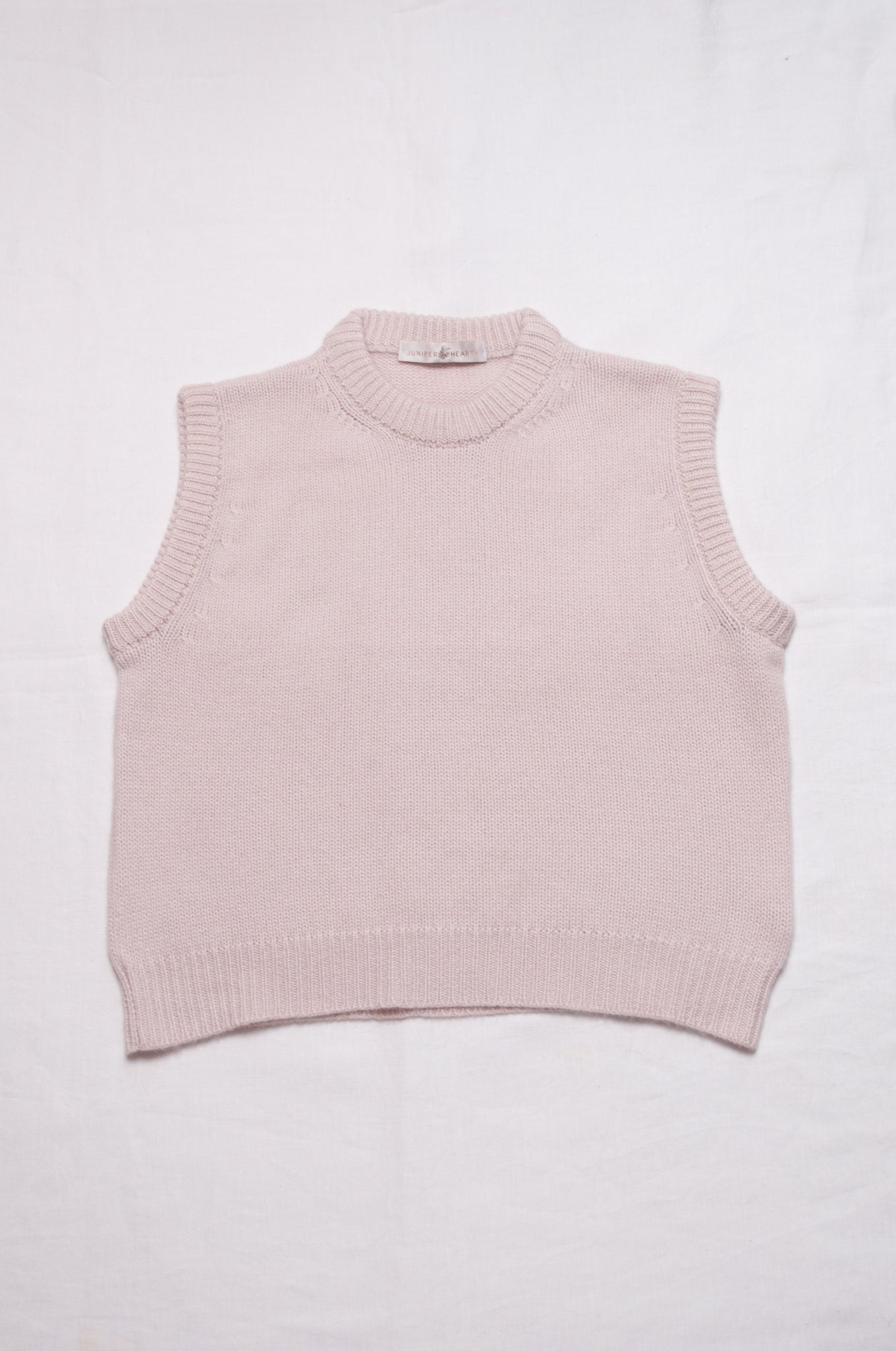 Juniper Hearth cashmere vest in ecru cream.