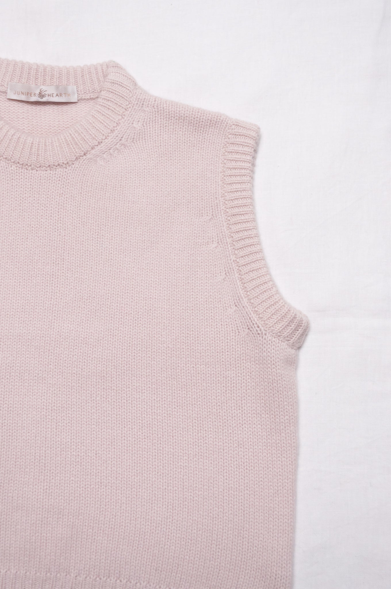 Juniper Hearth cashmere vest in ecru cream.