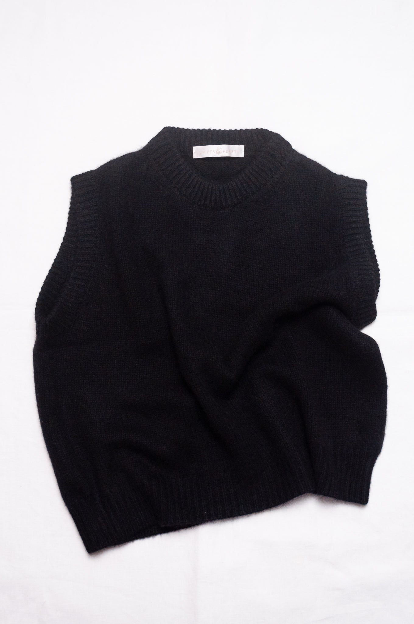 Juniper Hearth cashmere vest in black.
