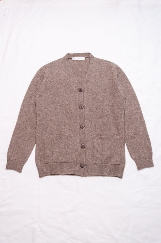 Baby yak wool Ines V-neck button up cardigan in natural.