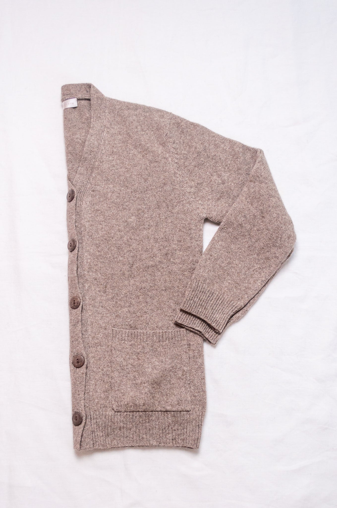 Baby yak wool Ines V-neck button up cardigan in natural.