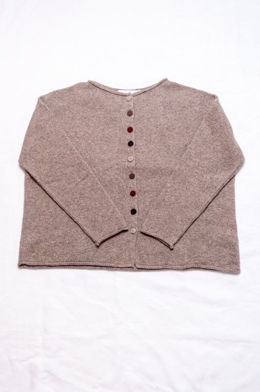 One size reversible baby yak wool cardigan in natural.