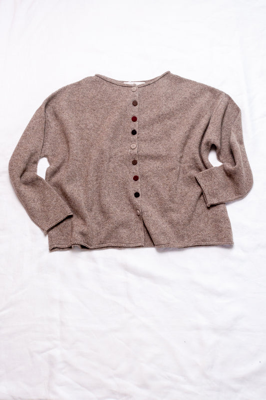 One size reversible baby yak wool cardigan in natural.