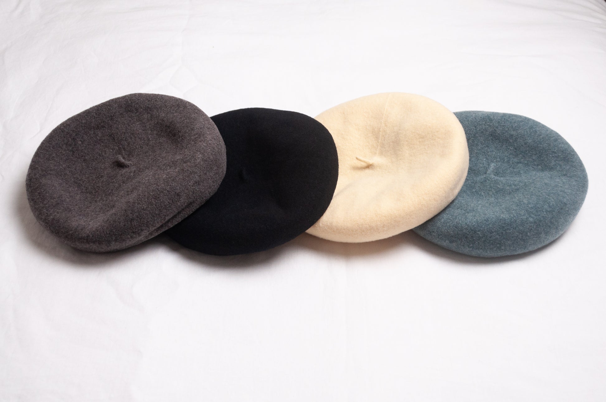 PCNQ made in Japan wool felt beret, Manoca in charcoal grey.