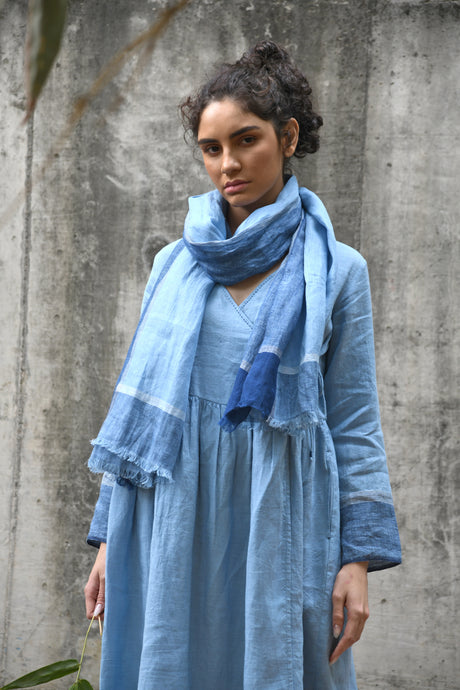 Dve linen gauze scarf - blues