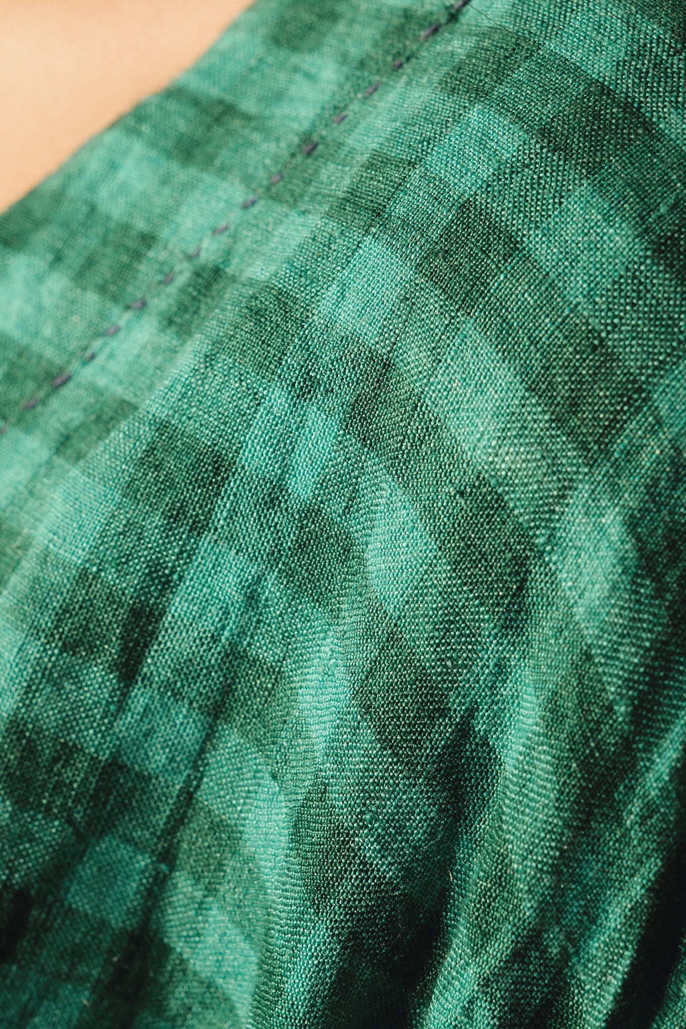 Dve emerald linen check Aparna dress.