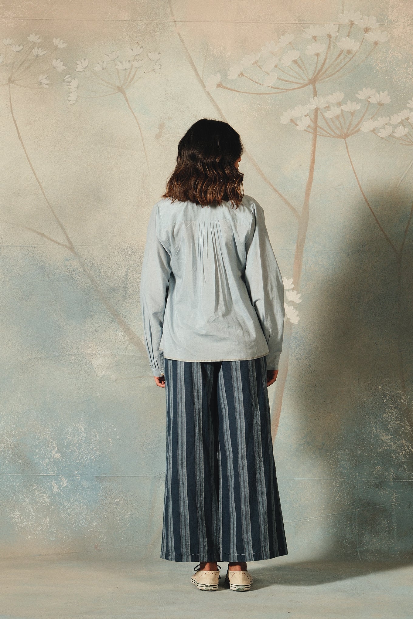 DVE Dityaa indigo handloom cotton wide leg pants.