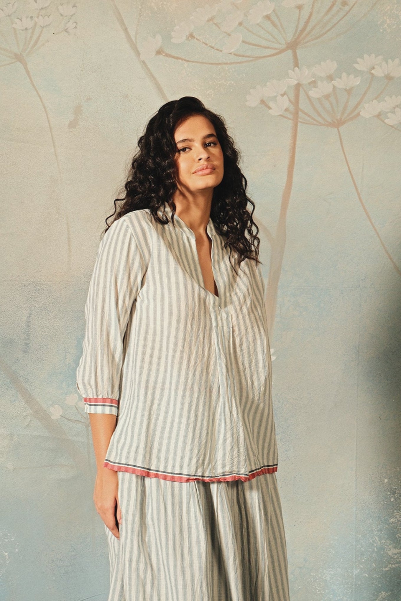 DVE handwoven cotton stripe Matta top.
