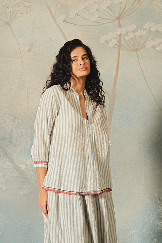 DVE handwoven cotton stripe Matta top.