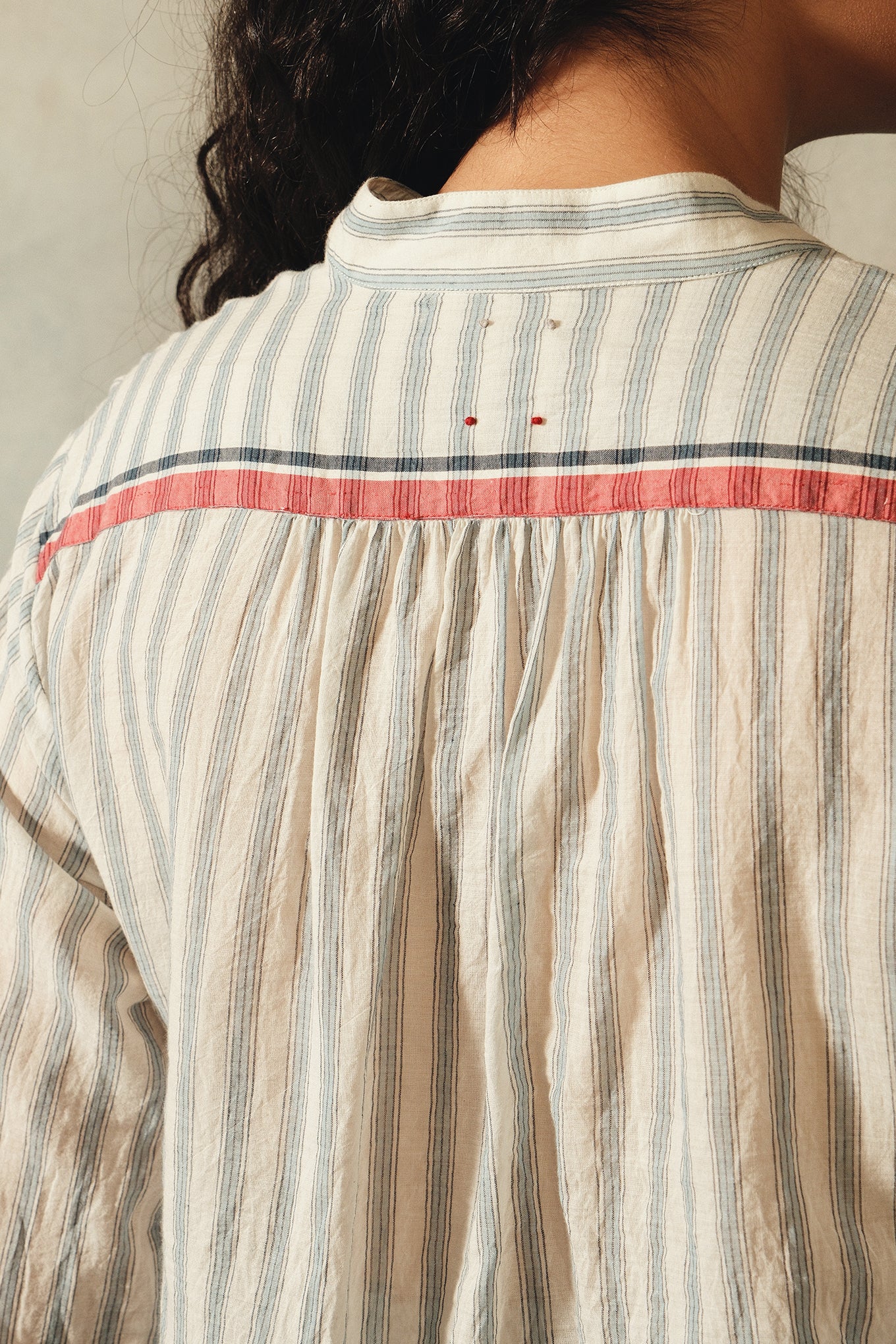 DVE handwoven cotton stripe Matta top.