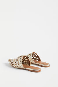 Elk Lyd woven leather mule in gold.