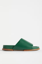 Load image into Gallery viewer, Elk Etin green leather slide sandal.