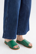 Load image into Gallery viewer, Elk Etin green leather slide sandal.