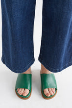 Load image into Gallery viewer, Elk Etin green leather slide sandal.