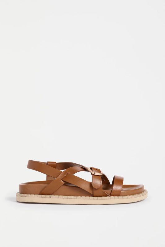 Elk Kilsa sandal minimal strappy style in natural tan leather.