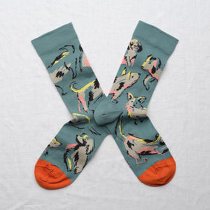 Bonne Maison arctic blue cotton socks with dogs.