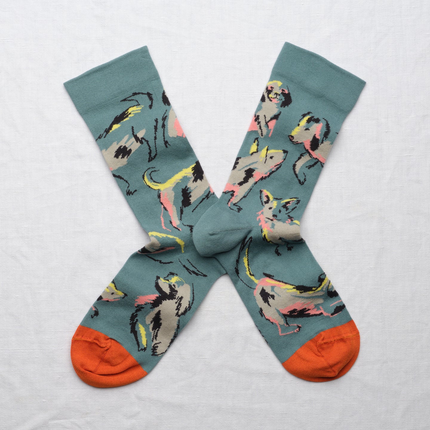 Bonne Maison arctic blue cotton socks with dogs.