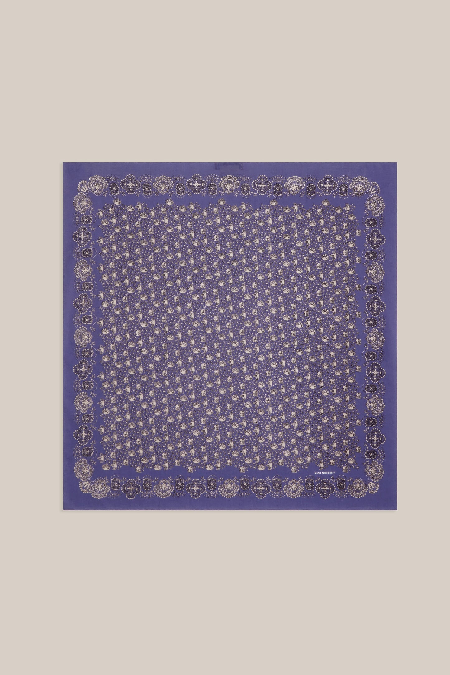 Moismont fine cotton paisley scarf Milan No 675 in Twilight blue.