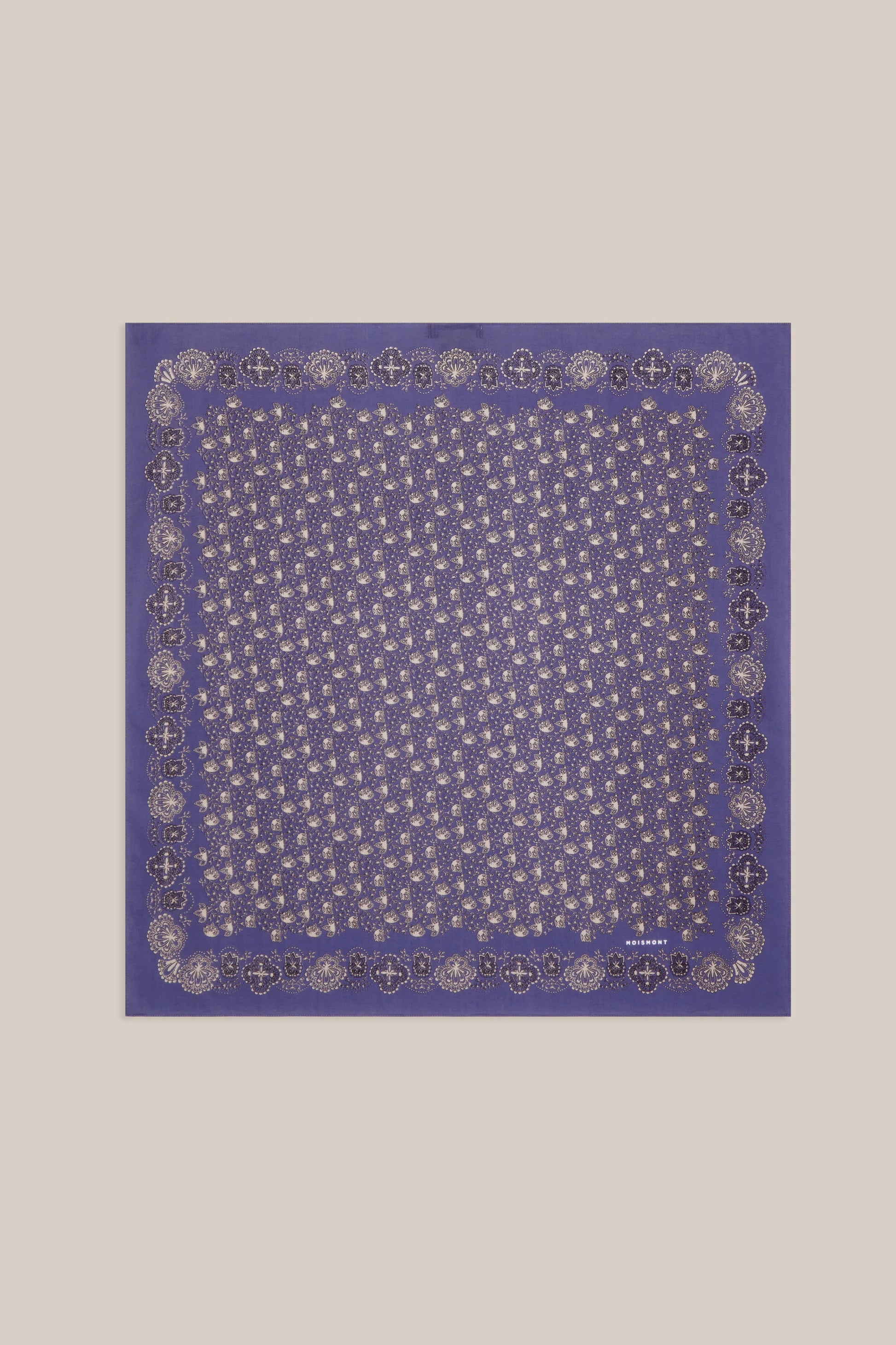 Moismont fine cotton paisley scarf Milan No 675 in Twilight blue.