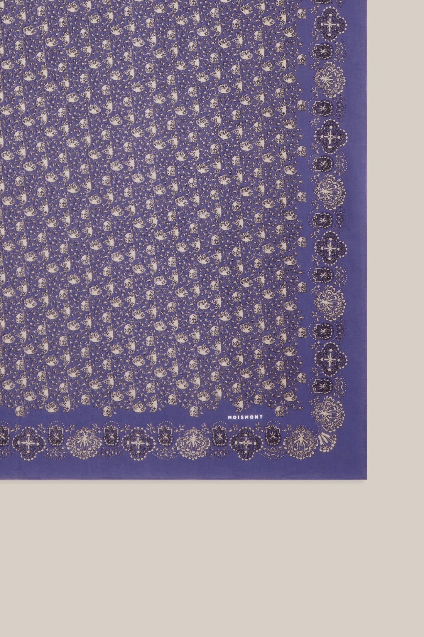 Moismont fine cotton paisley scarf Milan No 675 in Twilight blue.