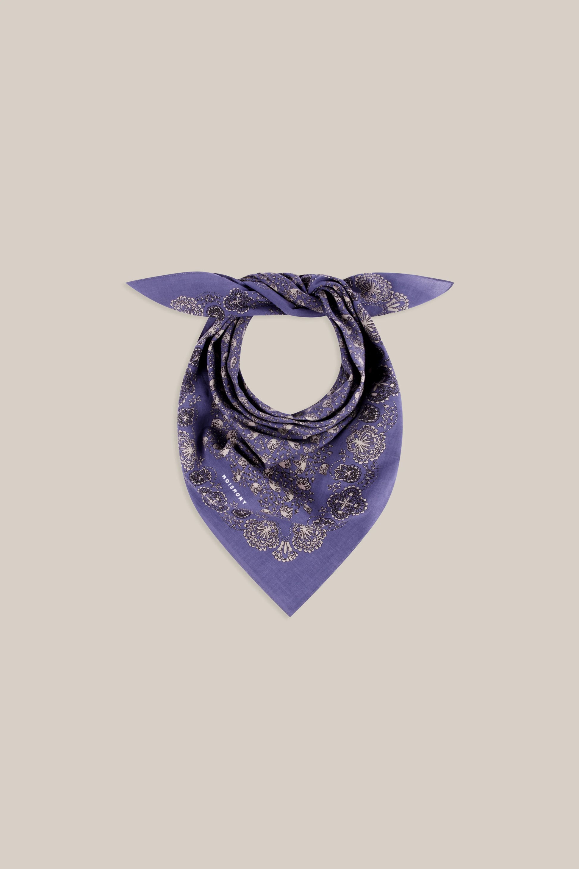 Moismont fine cotton paisley scarf Milan No 675 in Twilight blue.