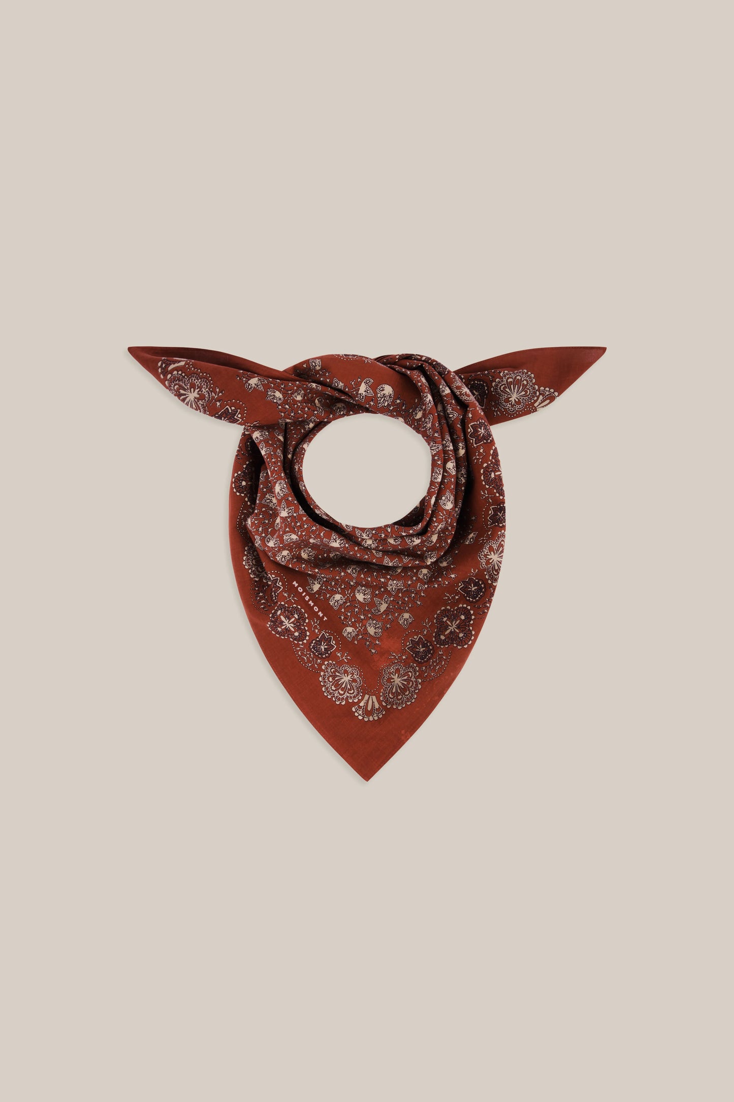 Moismont fine cotton paisley scarf Milan No 675 in Violin brown.