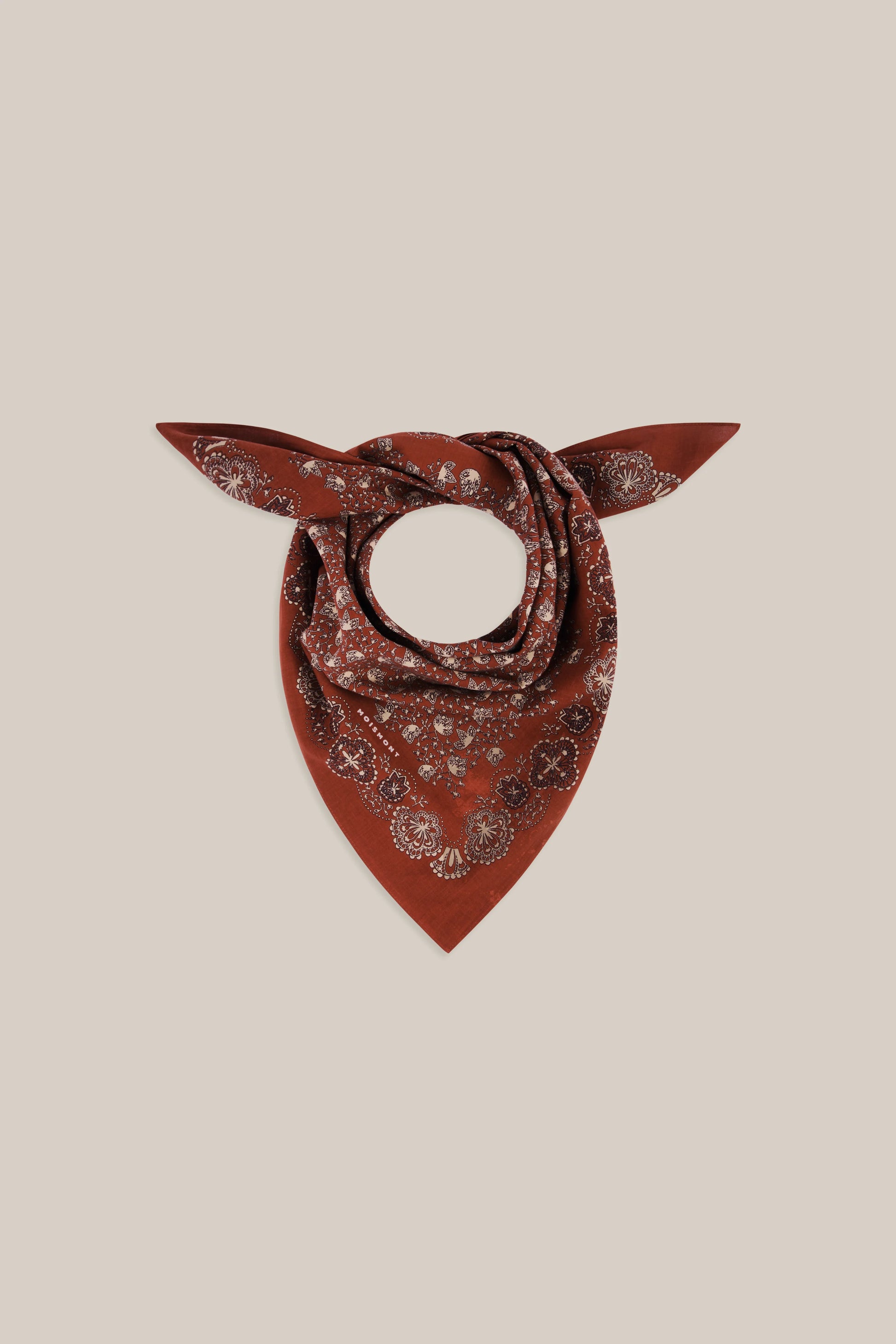 Moismont fine cotton paisley scarf Milan No 675 in Violin brown.