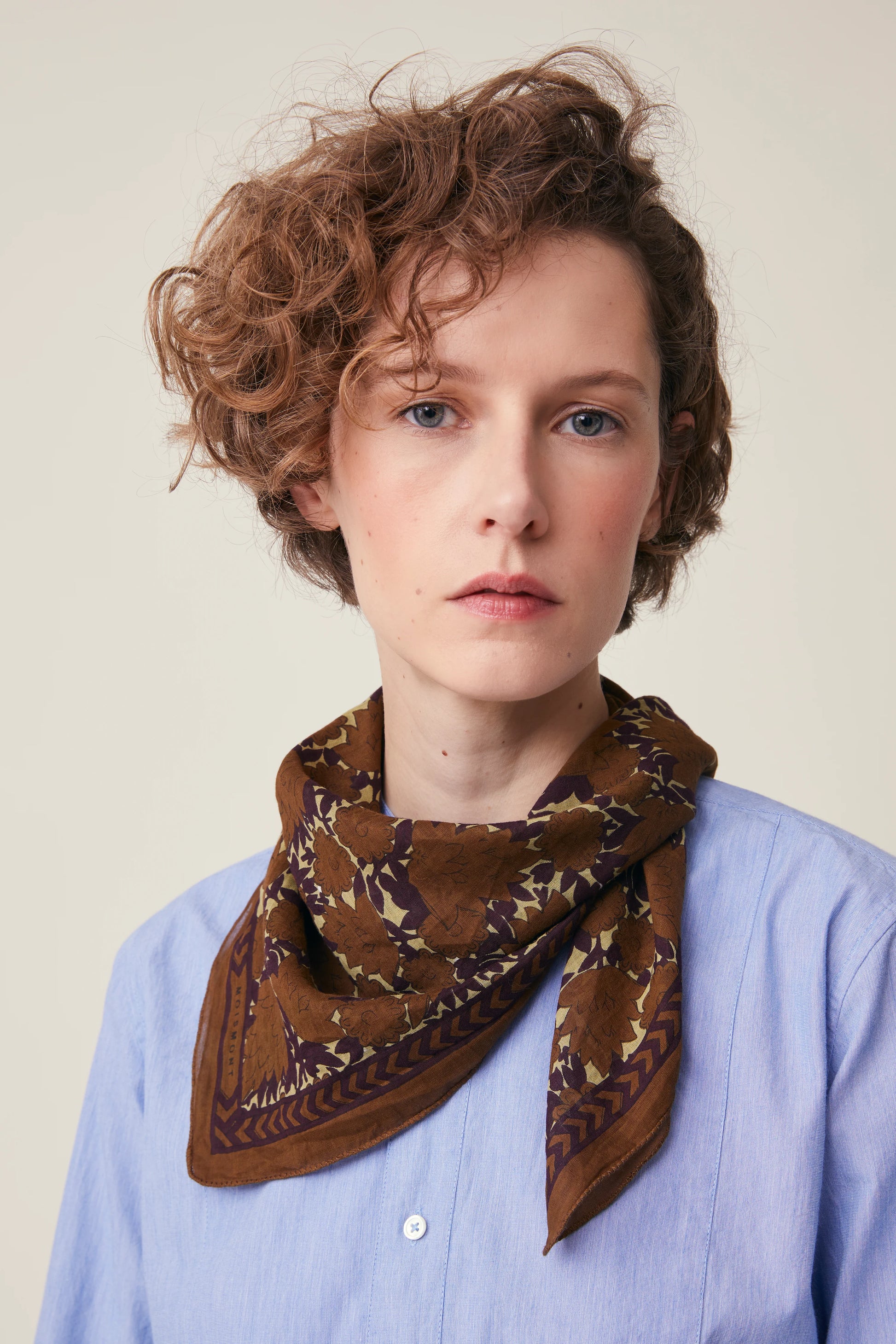 Moismont blockprint floral fine cotton Ajmer square scarf Mask.