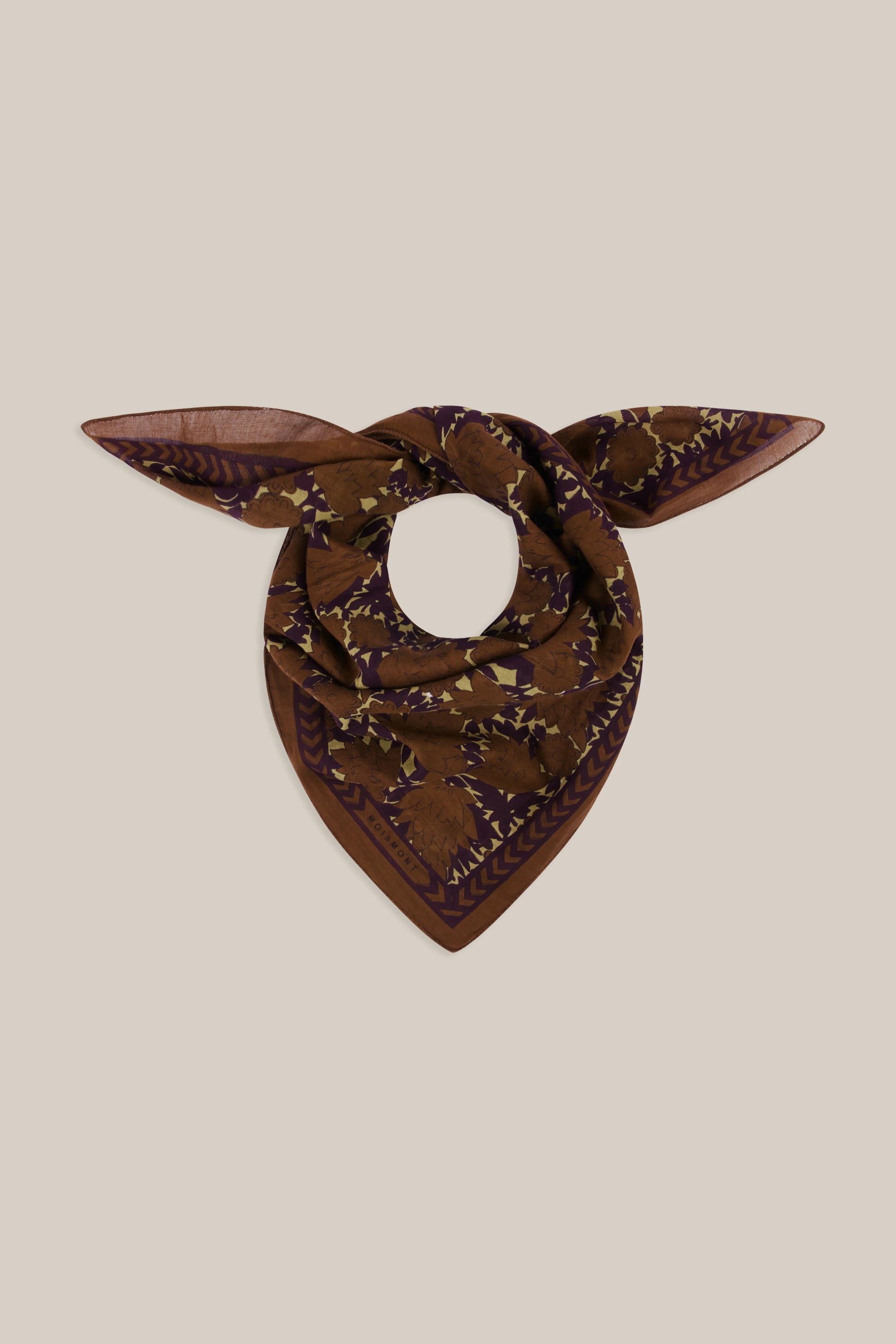 Moismont blockprint floral fine cotton Ajmer square scarf Mask.