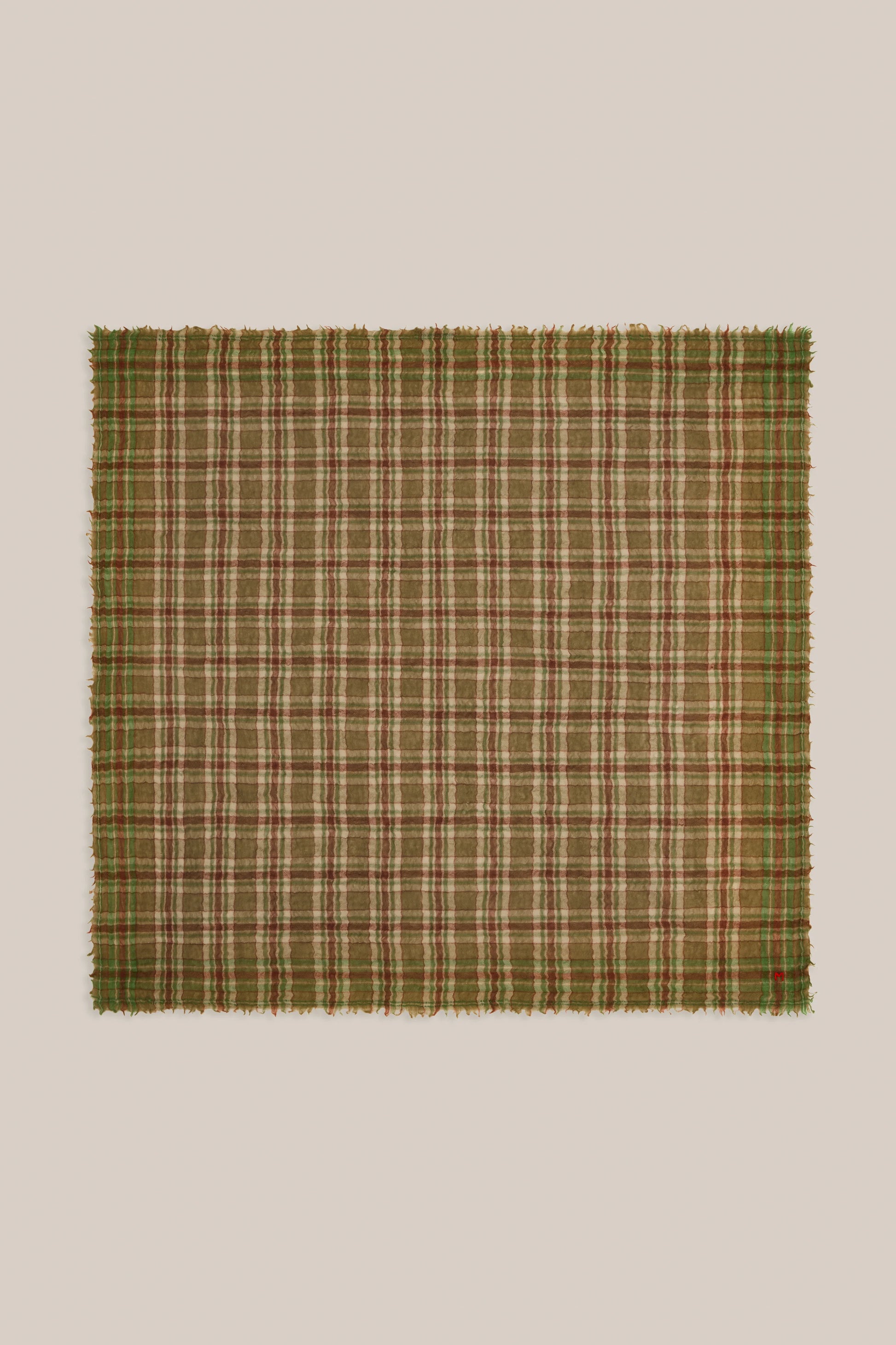 Moismont pure wool square Magda scarf in green and brown.