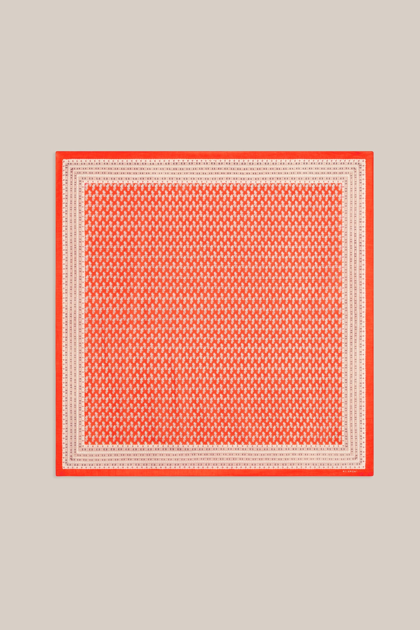 Moismont fine cotton paisley scarf Phedre in orange and white.