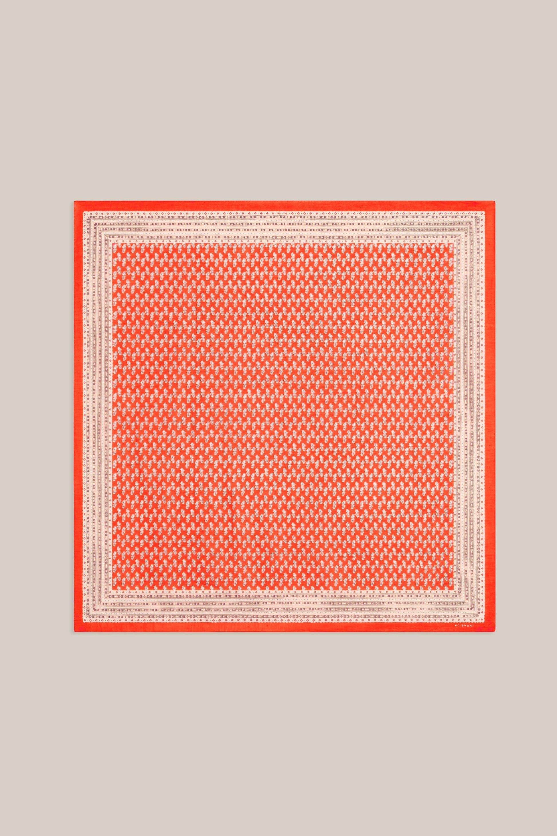 Moismont fine cotton paisley scarf Phedre in orange and white.