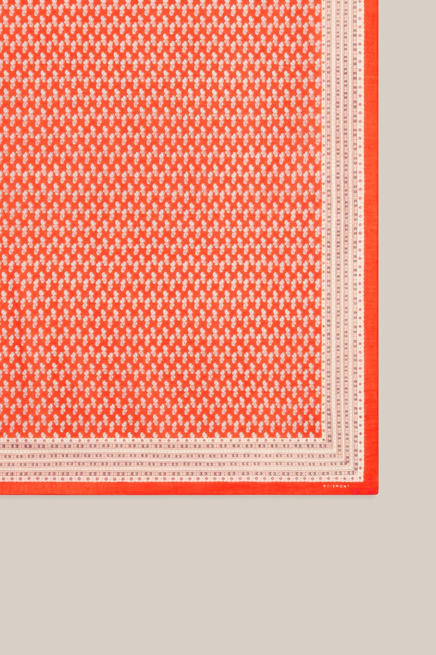 Moismont fine cotton paisley scarf Phedre in orange and white.